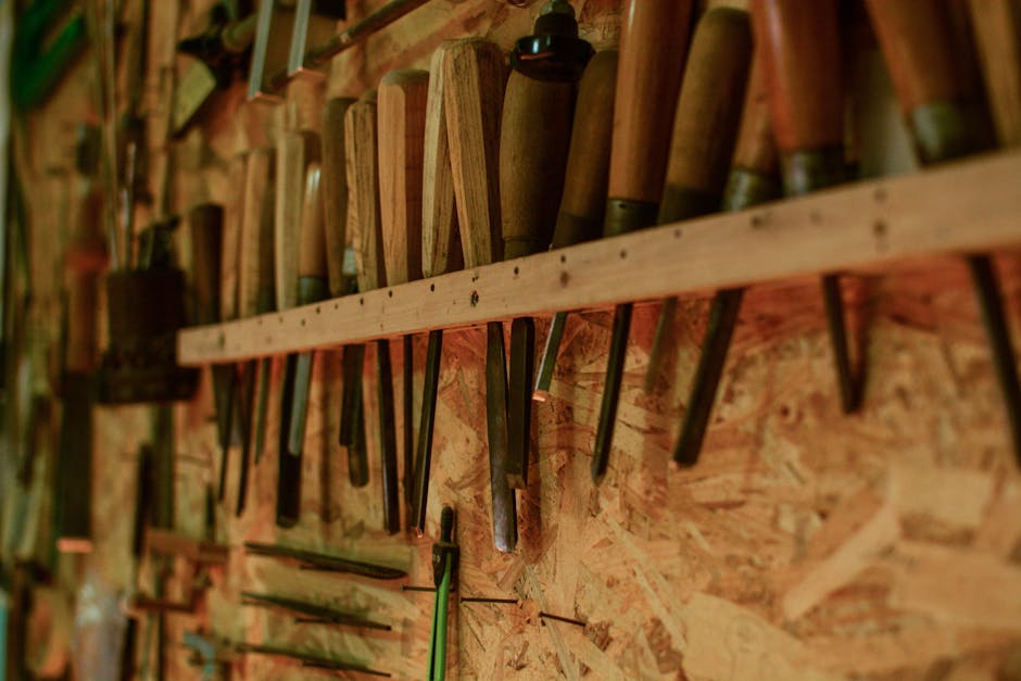 Woodworking tools in a craftsman workshop