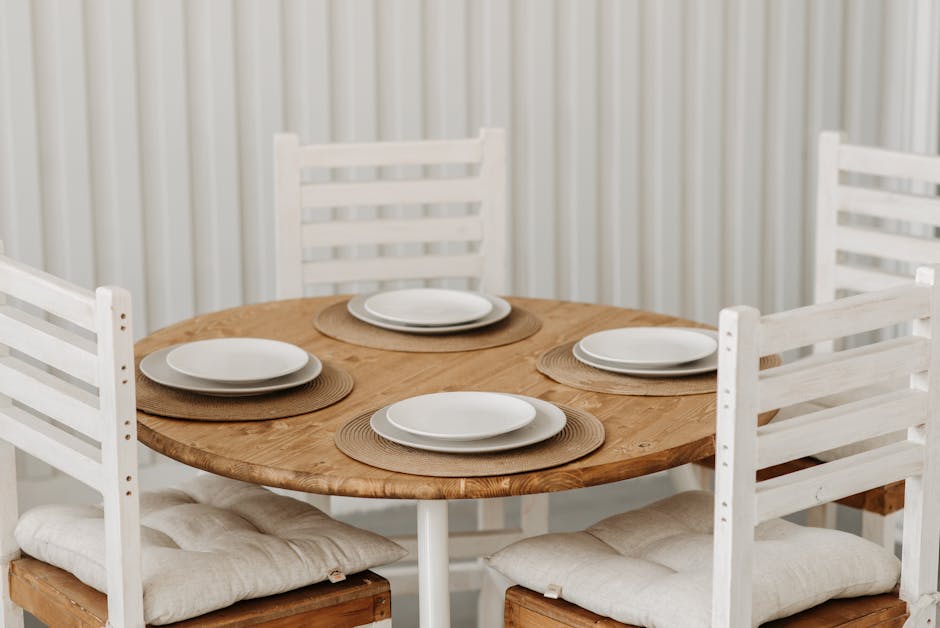 Custom wooden dining table in a modern home